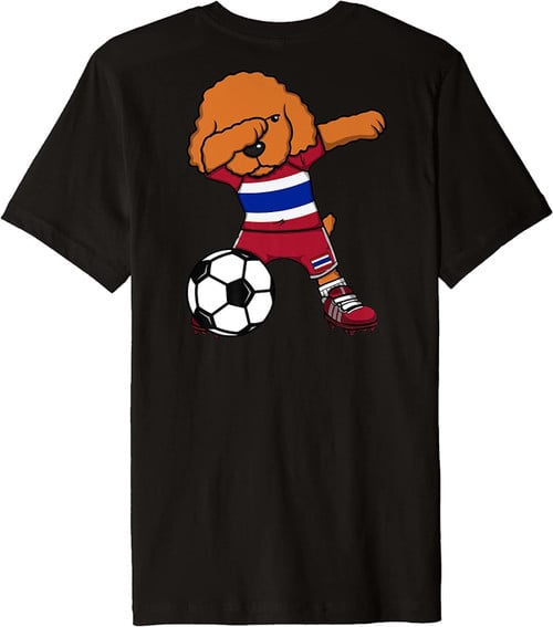 Dabbing Poodle Dog Thailand Soccer Fans Jersey Football Premium T-Shirt