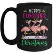 Merry Flocking Christmas Reindeer Santa ELF Flamingo Xmas Mug