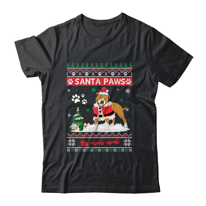 Santa Paws Pitbull Merry Christmas Dog Funny Xmas