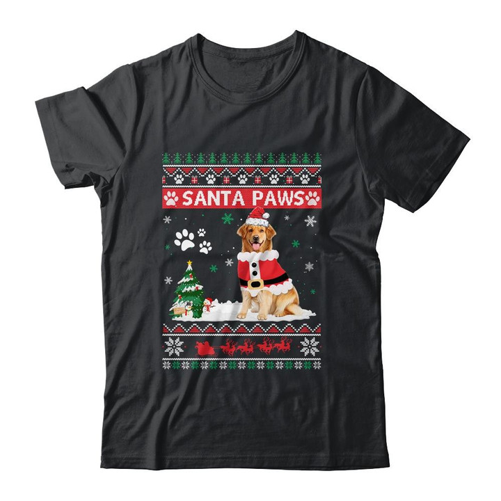 Santa Paws Golden Retriever Merry Christmas Dog Funny Xmas