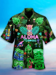 Aloha Hawaii Tiki Glow Tropical Leaves Hawaii Hawaiian Shirt