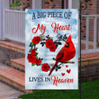 A Big Peace Of My Heart Lives In Heaven Rose Cardinal House Garden Flag