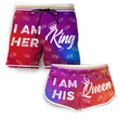 I Am Her King I Am His Queen Summer Beach Shorts Swim Trunks For Couple Matching