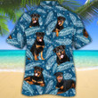 Rottweiler Dog Lovers Blue Feather Hawaii Hawaiian Shirt