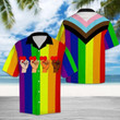 Colorful Flag With Different Skin Color Hand Hold Red Heart For LGBT Community Pride Month Hawaii Hawaiian Shirt
