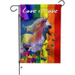 Beautiful White Horse Running With Roses And Butterflies Love Is Love LGBT Pride Month House Garden Decor Flag