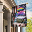 Old America Flag Pattern With A Pride Ship On The Lawless High Seas LGBT Pride Month House Gardeb Decor Flag