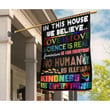 Colorful Tiny Heart And Handprint In This House We Believe Love Is Love LGBT Pride Month House Garden Decor Flag