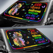 God Loves Everyone Whether You Like It Or Not LGBT Community Pride Month Car Windshield Auto Sun Shade Sunshade UV