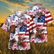 Independence Day Shorthorn Cattle Lovers American Flag Tropical Plant Hawaii Hawaiian Shirt