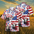 Independence Day Fleckvieh Cattle Lovers American Flag Tropical Plant Hawaii Hawaiian Shirt