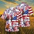 Independence Day Chicken Rooster With American Flag Tropical Plant Hawaii Hawaiian Shirt