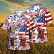 Independence Day Gelbvieh Cattle Lovers American Flag Tropical Plant Hawaii Hawaiian Shirt
