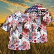 Independence Day Goat With American Flag Tropical Plant Pattern Hawaii Hawaiian Shirt