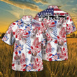 Independence Day Rabbit With American Flag Tropical Plant Pattern Hawaii Hawaiian Shirt