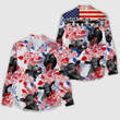 Black Angus Cattle American Flag Tropical Plant For Independence Day Casual Shirt For Women