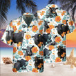 Black Angus With Orange Hibiscus Hawaii Hawaiian Shirt