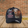 Personalized Just Boy Who Loves Simmental Cattle Customized Baseball Cap Classic Hat Men Woman Unisex
