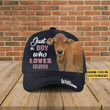 Personalized Just Boy Who Loves Gelbvieh Cattle Customized Baseball Cap Classic Hat Men Woman Unisex