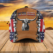 Independence Day Black And White Longhorn Cattle Ultra Maga American Flag Baseball Cap Classic Hat Men Woman Unisex