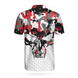 Golf Red And White Camouflage Golf Set Skull Athletic Collared Men's Polo Shirts Short Sleeve