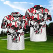 Golf Red And White Camouflage Golf Set Skull Athletic Collared Men's Polo Shirts Short Sleeve
