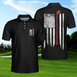 Golf Black And White American Flag Athletic Collared Men's Polo Shirts Short Sleeve