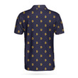Navy Blue And Gold Seamless Pattern Bitcoin Athletic Collared Men's Polo Shirts Short Sleeve