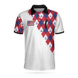 Golf Argyle Pattern With American Flag Athletic Collared Men's Polo Shirts Short Sleeve