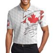 Golf Canada Flag Red Maple Leaf Athletic Collared Men's Polo Shirts Short Sleeve