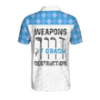 Golf Weapons Of Grass Destruction Blue Argyle Pattern Athletic Collared Men's Polo Shirts Short Sleeve