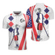 Golf Your Hole Is My Goal Golf American Flag Golf Texture Argyle Pattern Athletic Collared Men's Polo Shirts Short Sleeve
