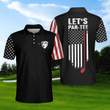 Golf Let's Par Tee Dark Theme American Flag Athletic Collared Men's Polo Shirts Short Sleeve