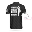 Golf Swing Swear Drink Repeat Athletic Collared Men's Custom Name Polo Shirts Short Sleeve