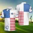 Golf American Flag Horizontal Stripes Pattern Athletic Collared Men's Polo Shirts Short Sleeve