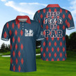 Golf Best Papa By Par Argyle Pattern Athletic Collared Men's Polo Shirts Short Sleeve