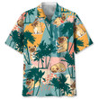 Pug Dog Funny Palm Tree Colorful Hawaii Hawaiian Shirt