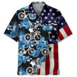 Cycling And Hibiscus Flowers Tropical With USA Flag Set Hawaii Hawaiian Shirt