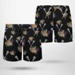 Lacrosse With Flowers Tropical Nature Beach Black Drawstring Shorts Trunks For Men
