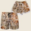 Full Of White And Brown Rabbit Herd Cattle Beach Shorts Trunks Couple Matching