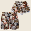 Full Of White And Brown Hereford Herd Cattle Beach Shorts Trunks Couple Matching