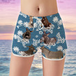 Black Mule Cattle With Blue Coconut Palm Beach Shorts Trunks For Women