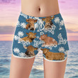 Brown Limousin Cattle With Blue Coconut Palm Beach Shorts Trunks For Women
