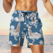 White Llama Cattle With Blue Coconut Palm Beach Shorts Trunks For Men