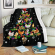 Happy Farm Animals Chicken Arrange In A Christmas Tree Fleece Sherpa Throw Blanket