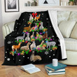 Decorative Llama Christmas Tree Design Fleece Sherpa Throw Blanket