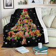 Realistic Wirehaired Vizsla Christmas Tree Design Fleece Sherpa Throw Blanket
