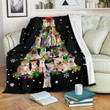 Akita Christmas Tree Christmas Decoration Design Fleece Sherpa Throw Blanket