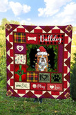 Festive Style Bulldog Christmas Cool Design Quilt Fleece Sherpa Throw Blanket