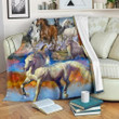 Aesthetic Art Of Colored Horse Design Fleece Sherpa Throw Blanket
